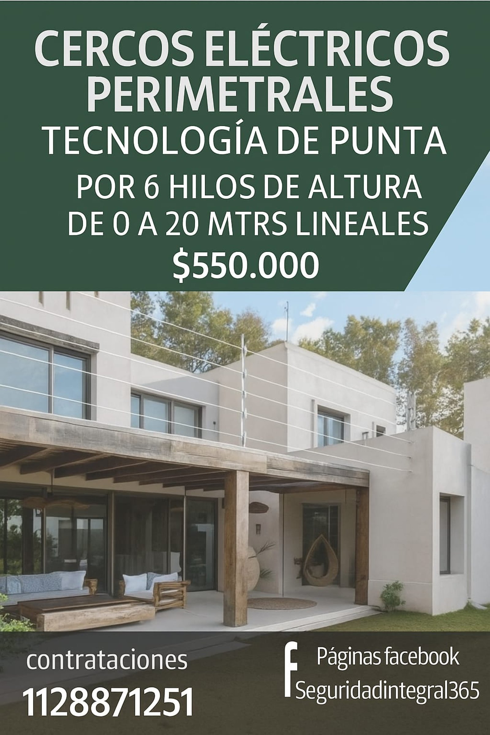 Casa moderna com cerca elétrica perimetral e pérgola de madeira — projeto seguridadintegral365, por seguridadintegral365, em Benavente 2120